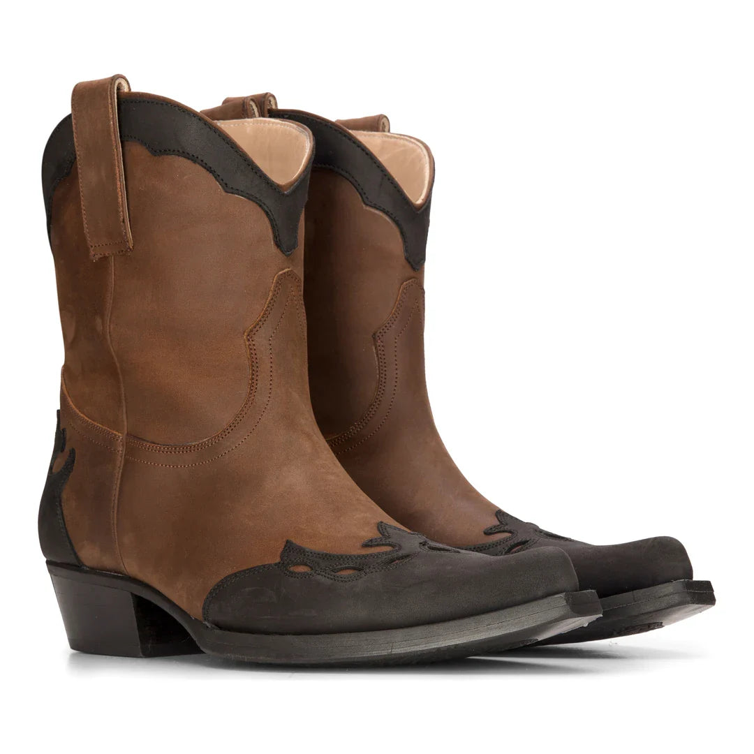 Vyriški aukštakulniai batai, tikros odos, rudi, jojimo, šokių, medžioklės, kaubojiški, smaili nosis