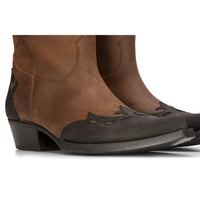 Vyriški aukštakulniai batai, tikros odos, rudi, jojimo, šokių, medžioklės, kaubojiški, smaili nosis