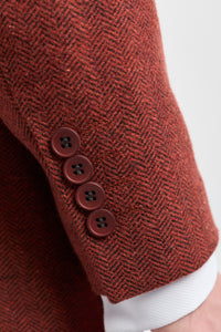 Rūdžių rašto „Herringbone“ tvido trijų dalių kostiumas