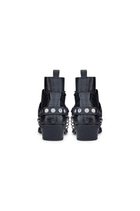 Vyriški tikros odos kaubojiški batai su grandinėle