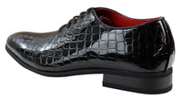 Vyriški lakuoti juodi krokodilo stiliaus PU odos batai