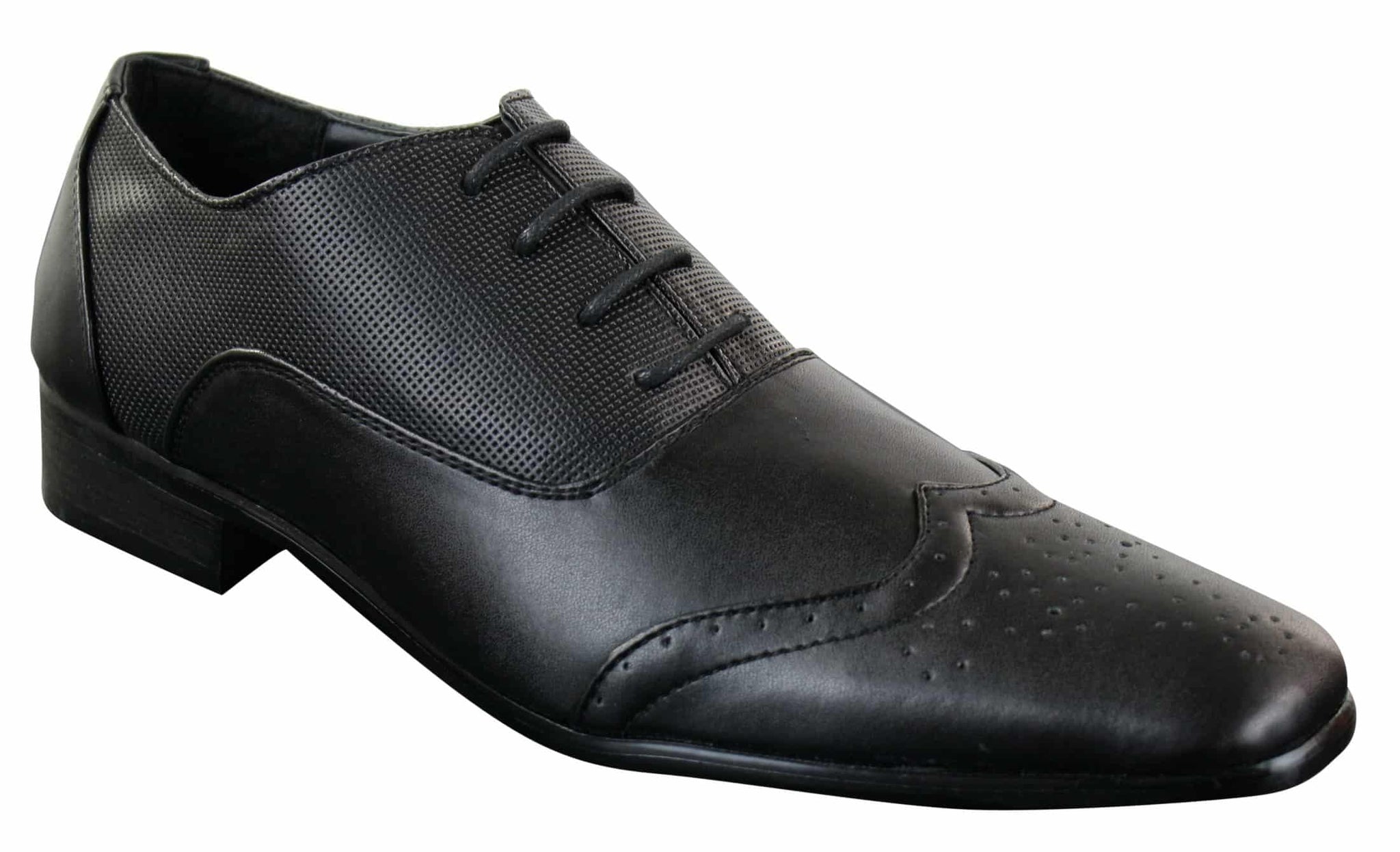 „Gio Gino 907001“ vyriški juodi, elegantiški, oficialūs, PU odos, suvarstomi „Brogues“ stiliaus „Gatsby“ itališki bateliai.