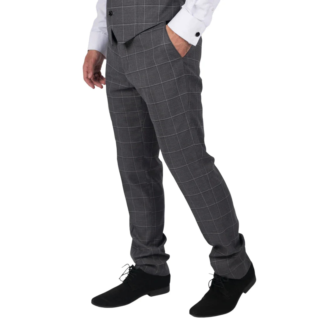 Hobbs - Vyriškos pilkos languotos kelnės Vintage Retro Elegantiškos Vestuvinės