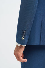 Vyriškas mėlynas vasarinis lininis kostiumas