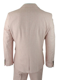 Vyriškas „Eglutės kaulo“ rašto tvido trijų dalių kostiumas, rožinis, rausvas, retro, vintažinis, trumpas, įprastas, ilgas