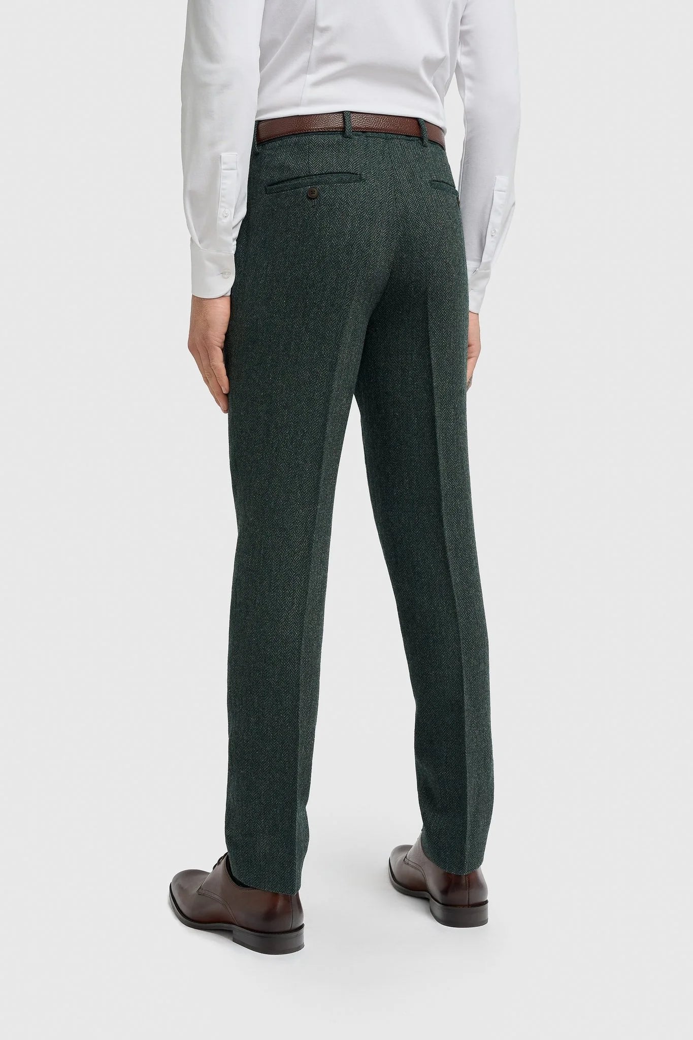 Thomas - alyvuogių žalios spalvos trijų dalių vilnos mišinio tvido kostiumas