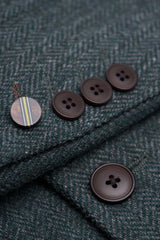 Thomas - alyvuogių žalios spalvos trijų dalių vilnos mišinio tvido kostiumas