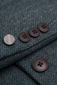 Thomas - alyvuogių žalios spalvos trijų dalių vilnos mišinio tvido kostiumas