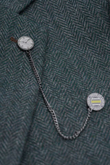 Thomas - alyvuogių žalios spalvos trijų dalių vilnos mišinio tvido kostiumas