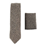 281 - Vyriškas ąžuolo rašto tvido vilnonis kaklaraištis ir nosinė 2" (5 cm)