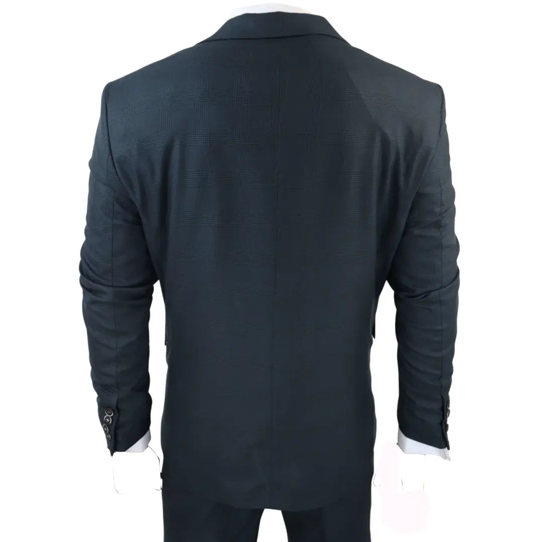 AK-07 vyriškas trijų dalių alyvuogių žalios spalvos languotas kostiumas