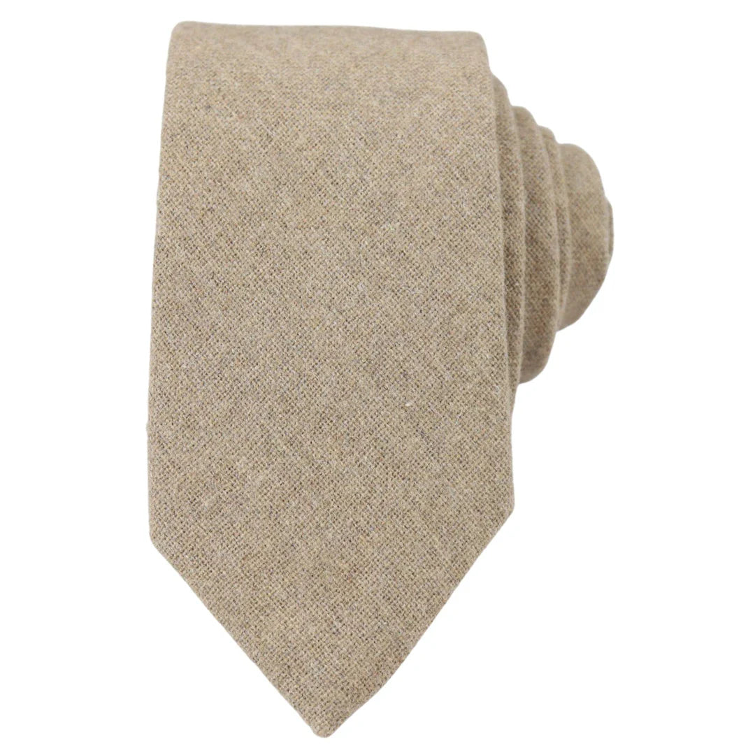 Camel Beige ąžuolo spalvos tvido kaklaraiščio formos nosinaitė su kaklaraiščiu, 2"