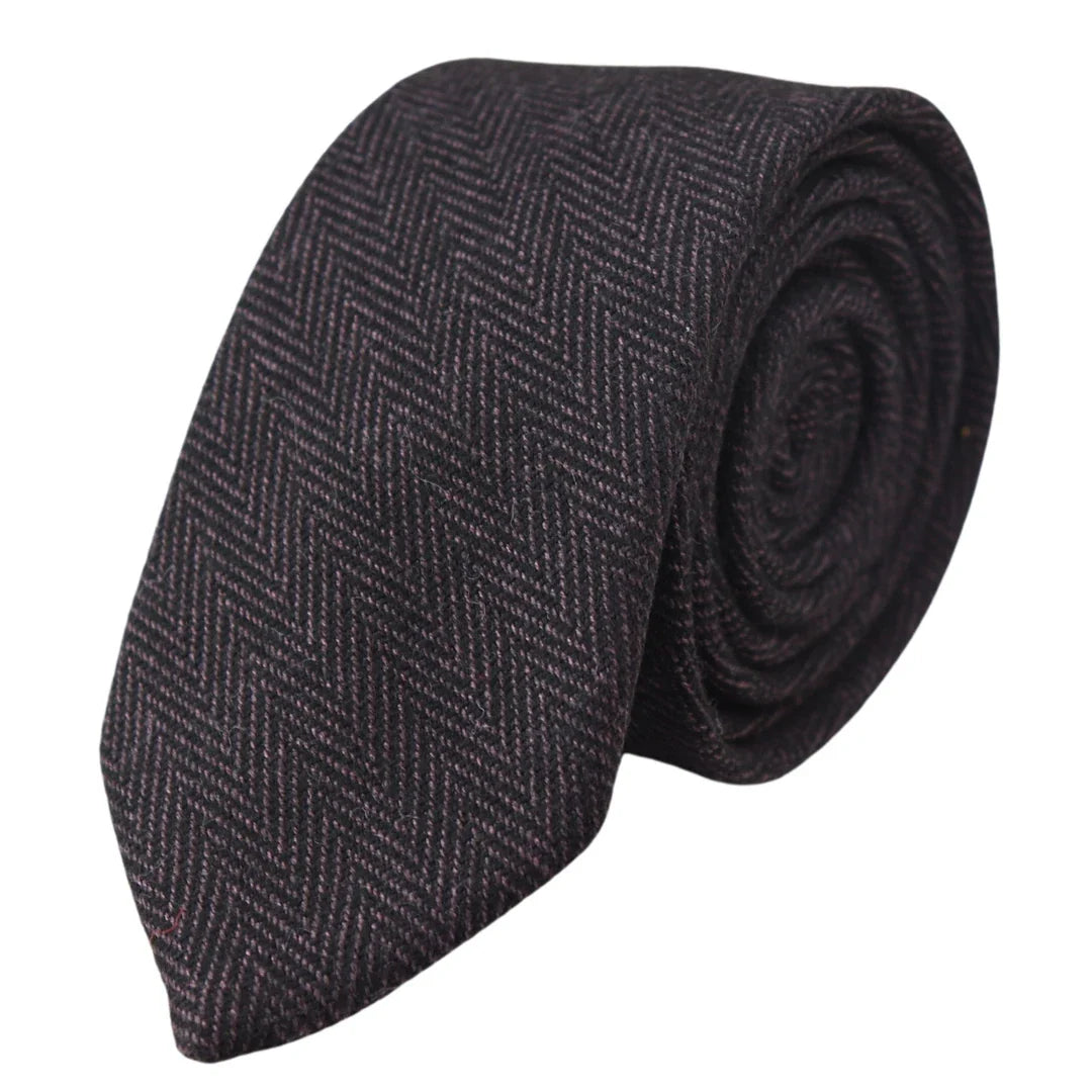 Vyriškas tvido kaklaraiščio ir kišeninės nosinaitės komplektas su slyvų raštu