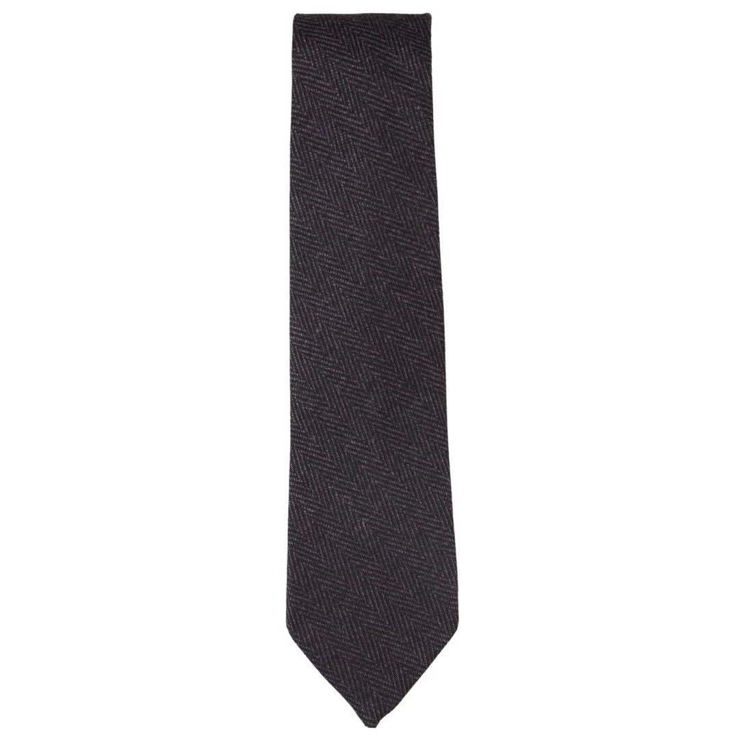 Vyriškas tvido kaklaraiščio ir kišeninės nosinaitės komplektas su slyvų raštu