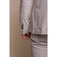 Alvari - vyriškas pilkas lininis klasikinis vasarinis dviejų dalių kostiumas