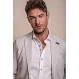 Alvari - vyriškas pilkas lininis klasikinis vasarinis dviejų dalių kostiumas