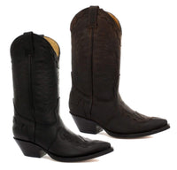 Vyriški kaubojiški batai su smailiais smailiais juodi rudi „Grinders Arizona“ natūralios odos, vesterno stiliaus, kubietiški