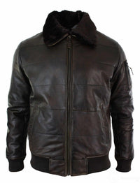 Vyriška pūsta dygsniuota tikros odos bomber striukė su piloto kailio apykakle, juoda, vintažinė, ruda-ruda