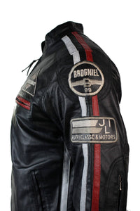 Tikros odos klasikinė retro vyriška baikerių lenktynininkų striukė, dykumos ruda, pilka, laisvalaikio-juoda