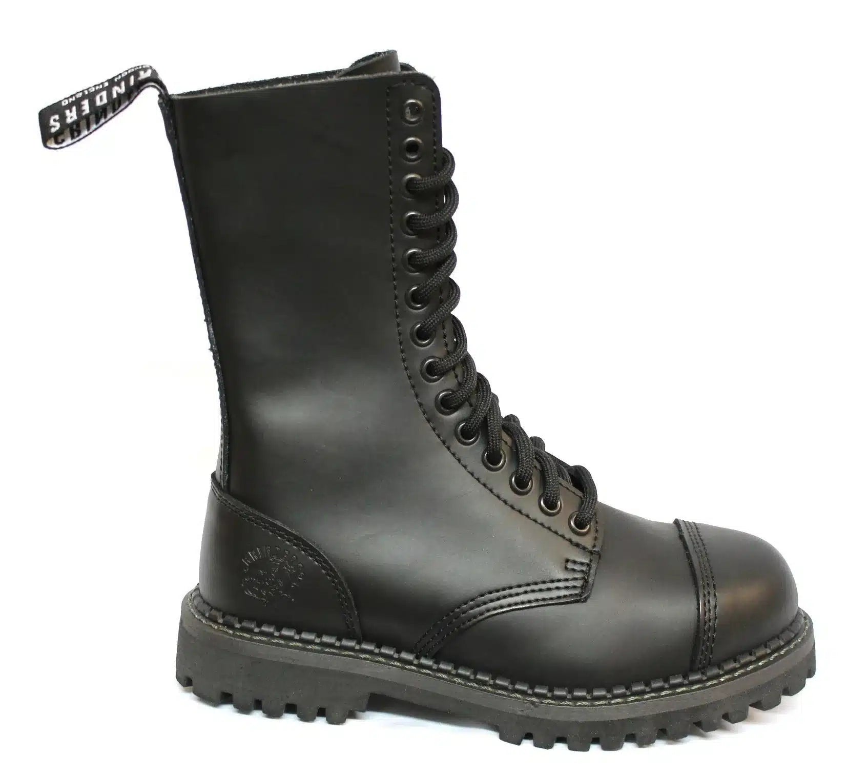 Unisex tikros odos kariniai batai su apsauginiais plieniniais antgaliais, juodi, „Ginders Herald Punk Rock“