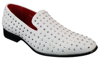 Vyriški zomšiniai mokasinai su dygliais, sidabriniai, stilingi, laisvalaikio, blizgantys, vakarėlio stiliaus