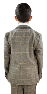 Berniukas gelsvai rudas tvido trijų dalių kostiumas - Peaky Blinders Suit Albert