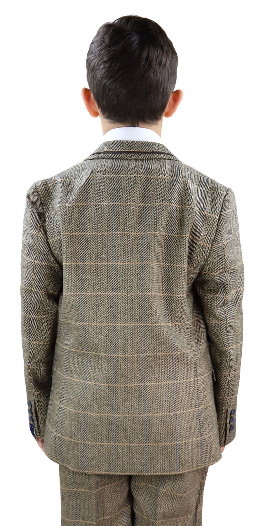 Berniukas gelsvai rudas tvido trijų dalių kostiumas - Peaky Blinders Suit Albert