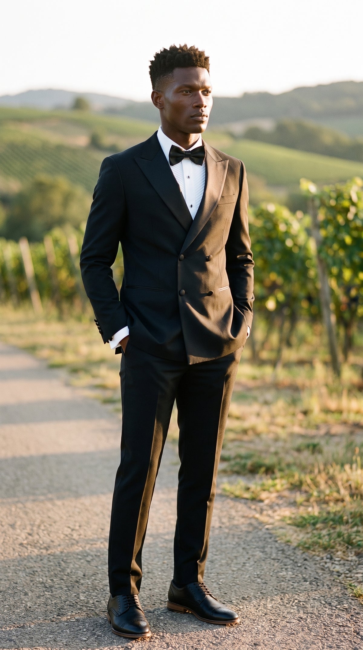 Look #801 styled with Aspen - vyriškas juodas dviejų dalių dvigubos eilės smokingo kostiumas