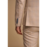 Caridi - vyriškas dviejų dalių smėlio spalvos dvigubos eilės kostiumas
