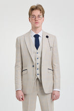Vyriškas kreminis trijų dalių vestuvinis kostiumas - Cavani Caridi