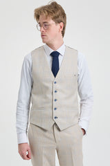 Vyriškas kreminis trijų dalių vestuvinis kostiumas - Cavani Caridi