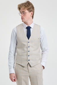 Vyriškas kreminis trijų dalių vestuvinis kostiumas - Cavani Caridi