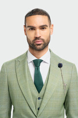 Caridi - vyriškas šalavijų žalios spalvos trijų dalių languotas kostiumas