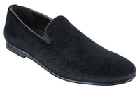 Elong DD0083 – vyriški aksominiai įmaunami „Paisley“ rašto vairavimo bateliai, elegantiški, laisvalaikio stiliaus, vyno tamsiai mėlyni, juodi.