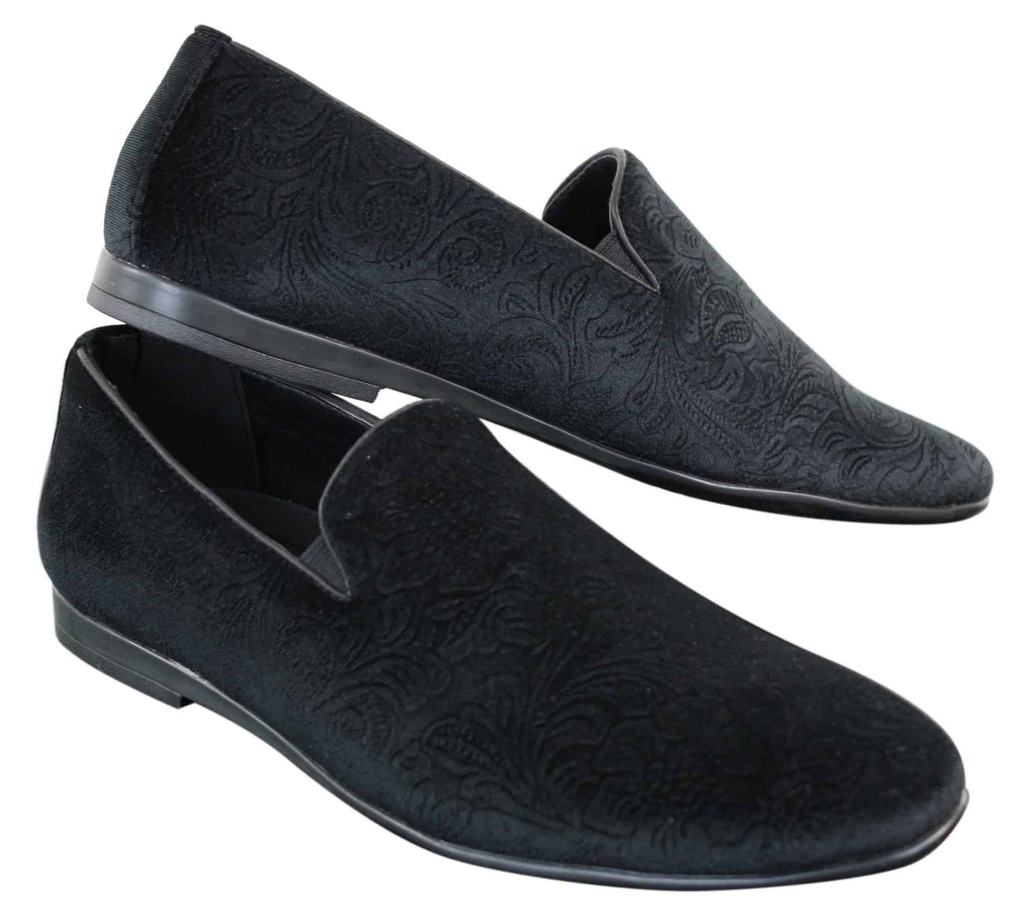 Elong DD0083 – vyriški aksominiai įmaunami „Paisley“ rašto vairavimo bateliai, elegantiški, laisvalaikio stiliaus, vyno tamsiai mėlyni, juodi.