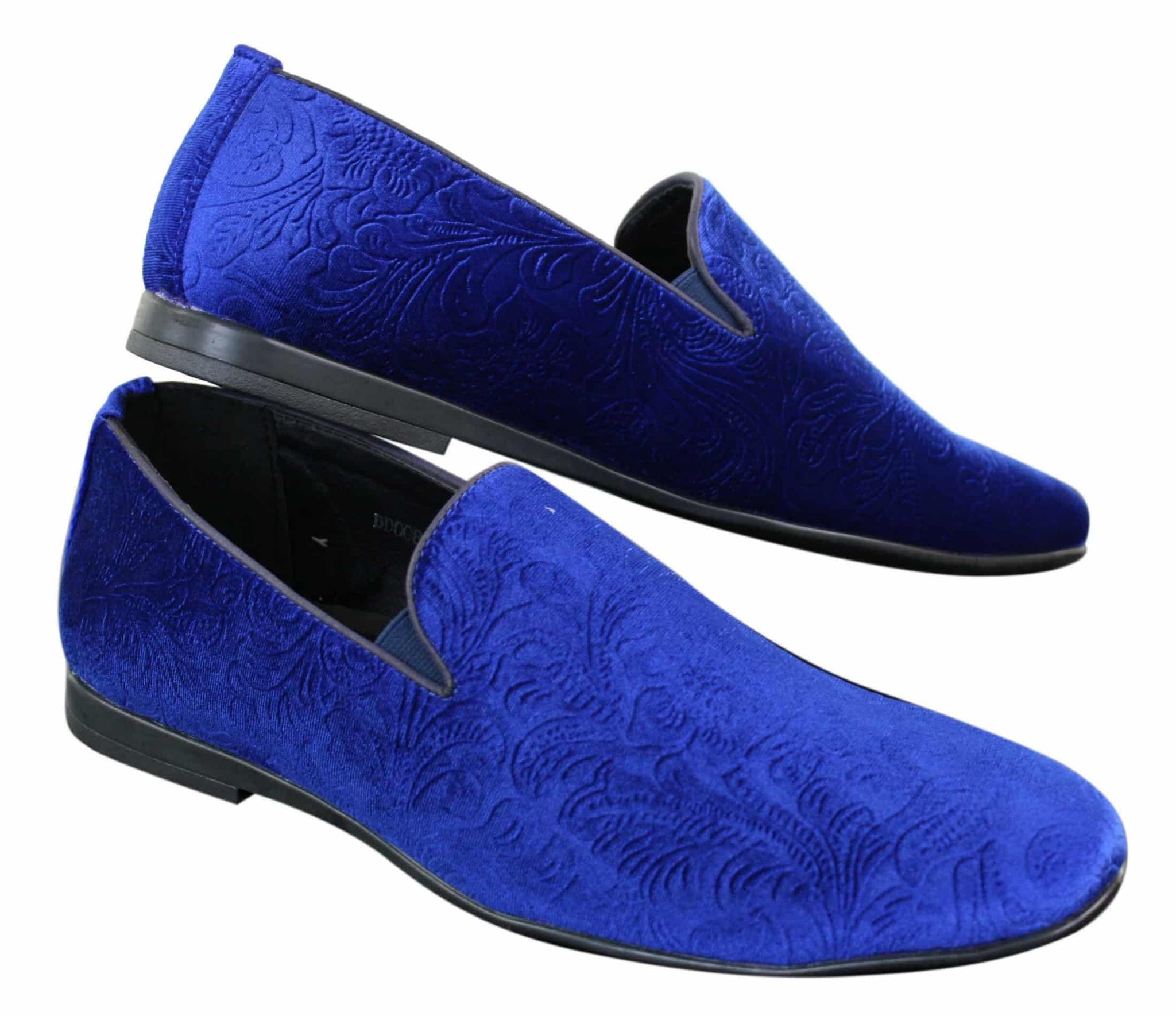 Elong DD0083 – vyriški aksominiai įmaunami „Paisley“ rašto vairavimo bateliai, elegantiški, laisvalaikio stiliaus, vyno tamsiai mėlyni, juodi.