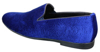 Elong DD0083 – vyriški aksominiai įmaunami „Paisley“ rašto vairavimo bateliai, elegantiški, laisvalaikio stiliaus, vyno tamsiai mėlyni, juodi.