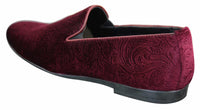 Elong DD0083 – vyriški aksominiai įmaunami „Paisley“ rašto vairavimo bateliai, elegantiški, laisvalaikio stiliaus, vyno tamsiai mėlyni, juodi.