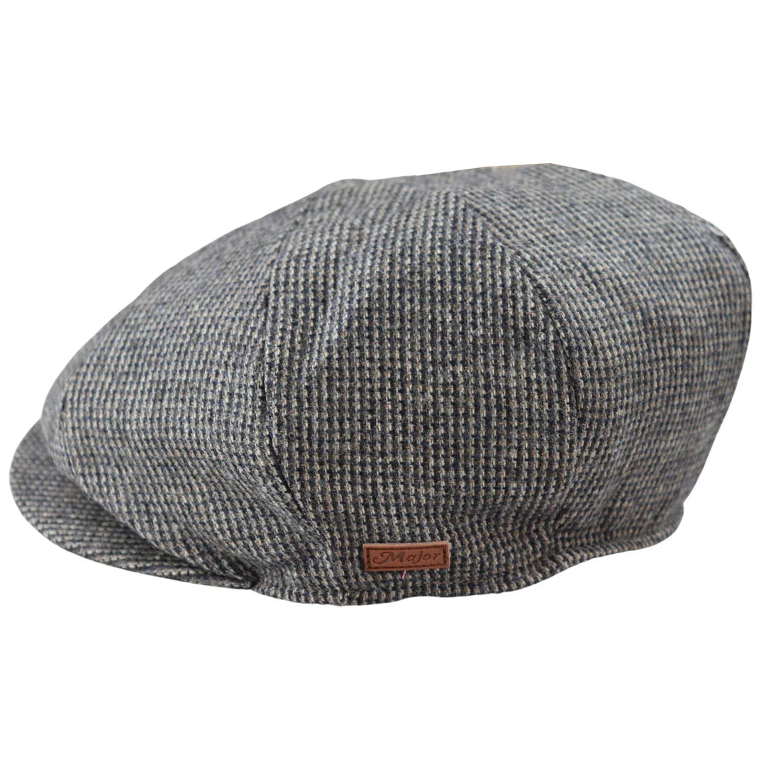 Vyriška 8 panelių „Razor Baker“ berniukiška vilnonė tvido kepurė su „Shelby Newsboy“ plokščia kepure, pilka