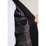 Vyriškas juodas paltas su įpjauta apykakle iš vilnos mišinio