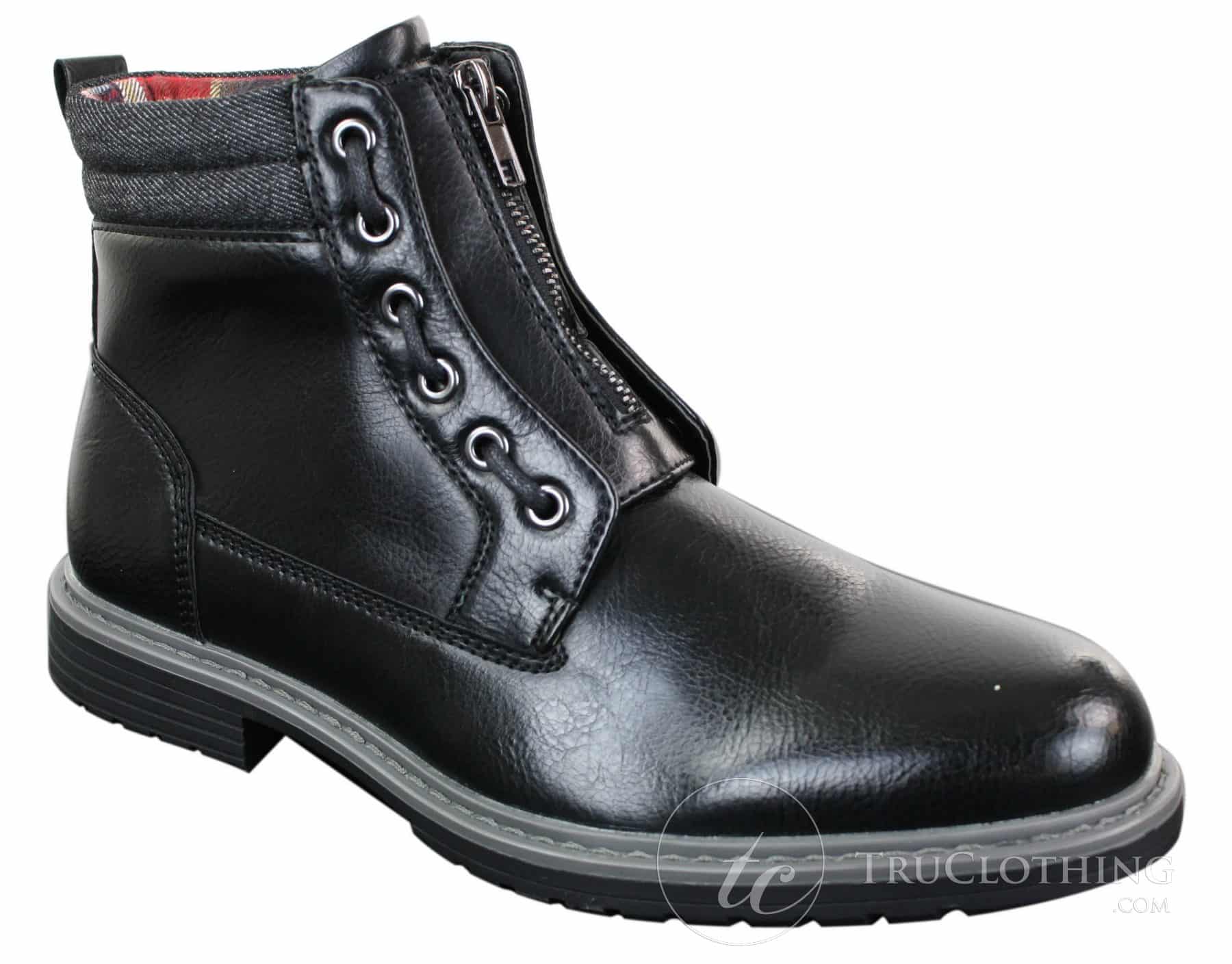 „Elong EL0653“ – vyriški užtrauktuku, raišteliais suvarstomi laisvalaikio pankroko, gotikos, emo stiliaus, rudos ir juodos odos aulinukai iki kulkšnių.