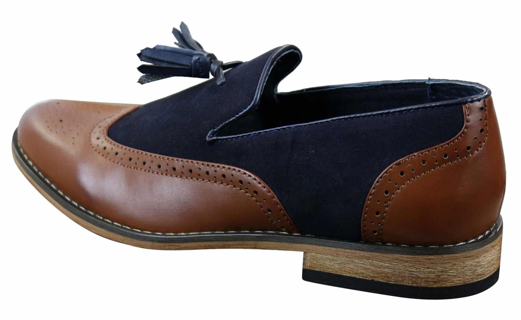 Vyriški tvido ir odiniai mokasinai vairavimo bateliai, užsegami, su kutais, vintažinio stiliaus, retro stiliaus
