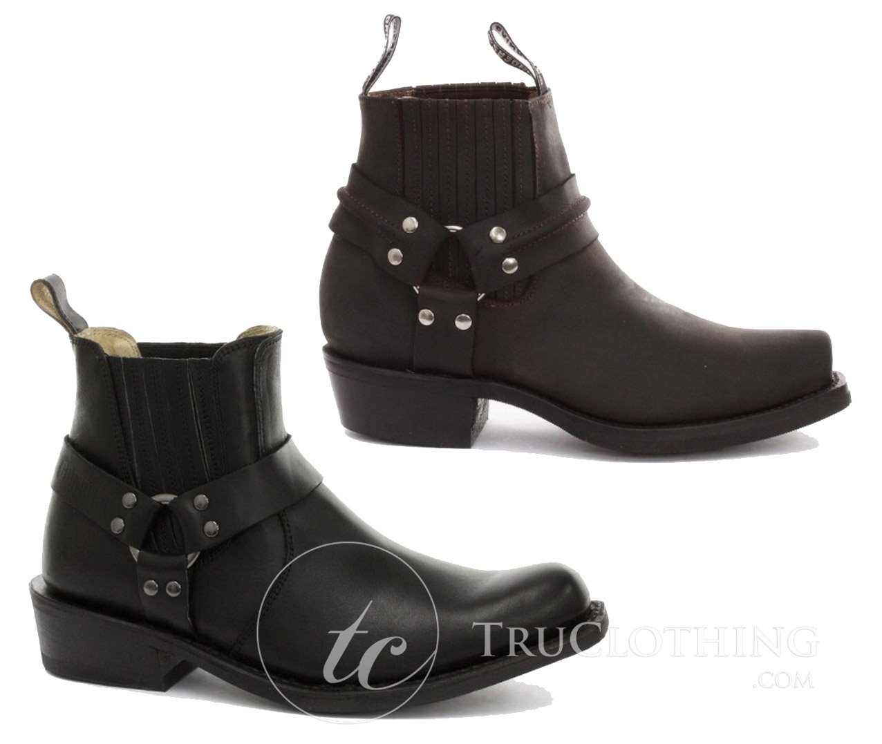 Unisex tikros odos baikerių aulinukai iki kulkšnių, roko, pankroko, šlifavimo sagtimi, kaubojiško stiliaus, jojimo stiliaus