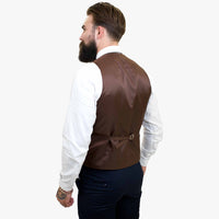 „Happy Gentleman ELEGANTE“ vilnonis trijų dalių kostiumas su kontrastinga ruda liemene