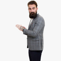 „Happy Gentleman ELEGANTE“ vilnonis trijų dalių kostiumas su kontrastinga ruda liemene