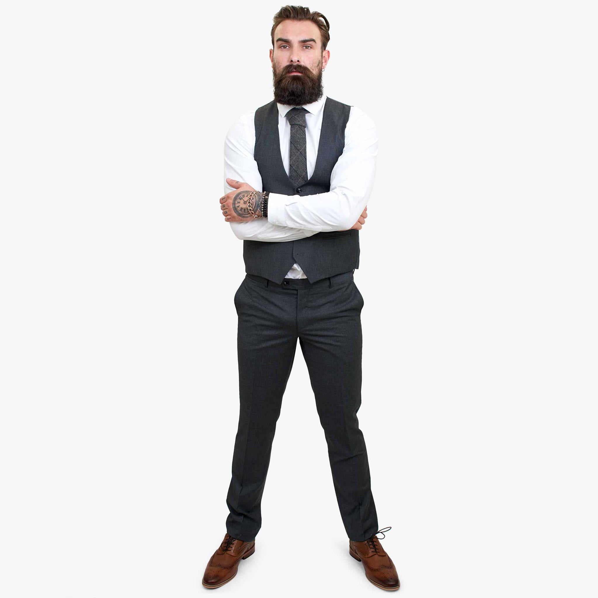 „Happy Gentleman GRINGO“ pilkas trijų dalių vilnonis kostiumas