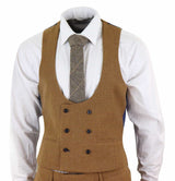 Harry Brown - vyriškas įdegio rudos spalvos vilnonis trijų dalių kostiumas