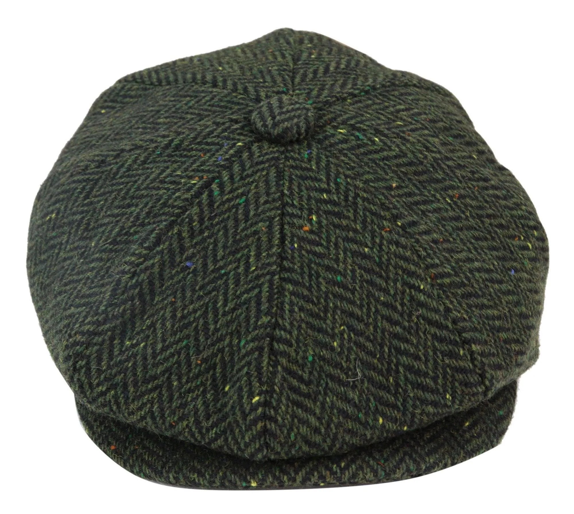 Vyriška „Herringbone“ tvido 8 panelių kepurė su alyvuogių atspalviu