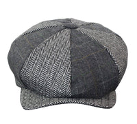 HT6325 - Vyriška languota eglutės rašto tvido mišinio „Newsboy“ 8 panelių kepurė