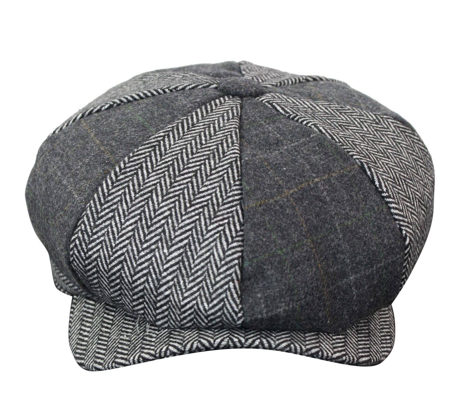 HT6325 - Vyriška languota eglutės rašto tvido mišinio „Newsboy“ 8 panelių kepurė